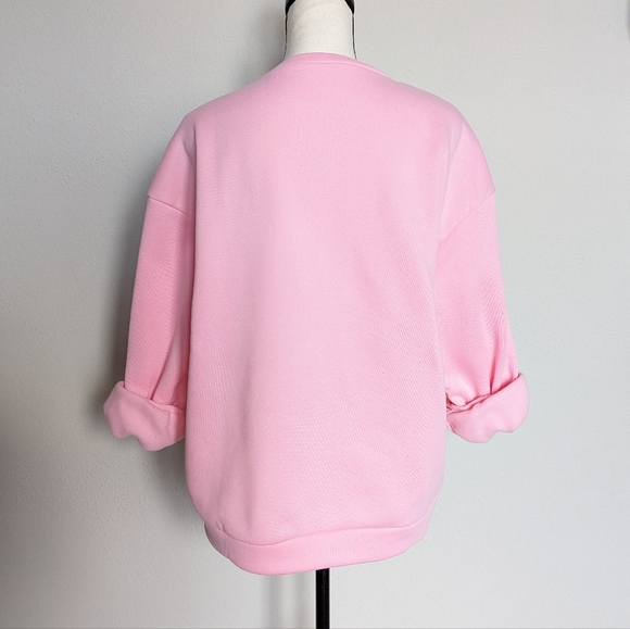 Pink and white western cowgirl Howdy fleece lined crewneck sweater size M - Picture 5 of 5